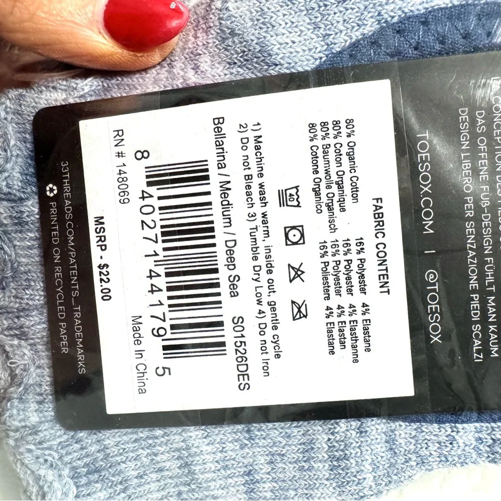 NWT- ToeSox Woman’s Ballerina & Low Rise   Blue and Gray Grip Toe Sock Bundle